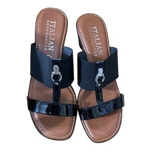 Sandals womens Italian Shoemaker slip on black made in Italy size 8.5